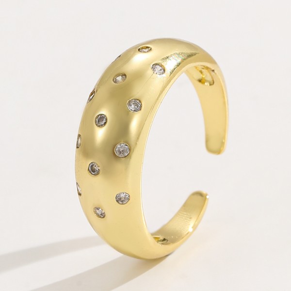 Clear Emerald CZ 14K Gold Plated Adjustable Dubai Gold Star Finger Rings Jewelry Designs for Women Gift