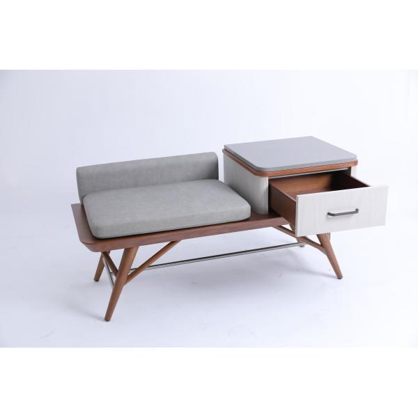 Hotel Bedroom Upholstery Luggage Bench With Drawer Solid Wood Legs