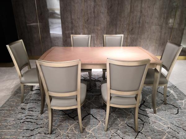 Light luxury dining room table and chairs set with Buffet cabinets in maple wood for Villa house interior design fixture