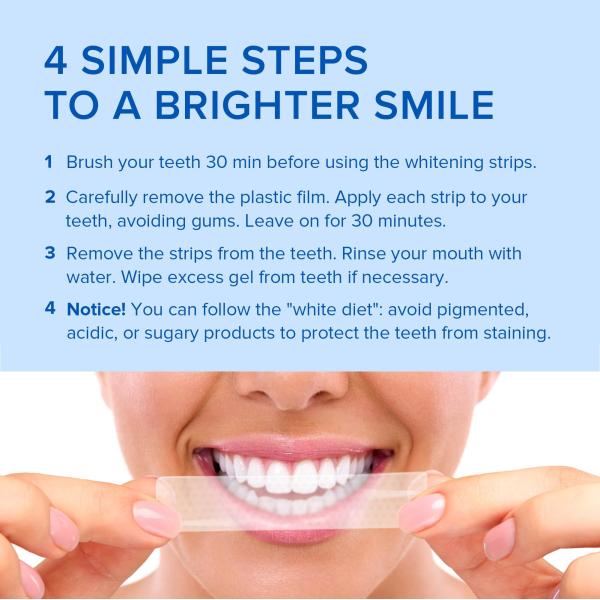 Mint Flavor Tooth Whitening Strips With Calcium Formula For Gentle Dental Care 28 Pack