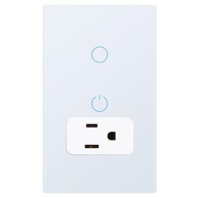 IOS / Android Compatibility Wifi Wall Socket 15A Smart Wall Outlets With 1 Gang Wifi Switch