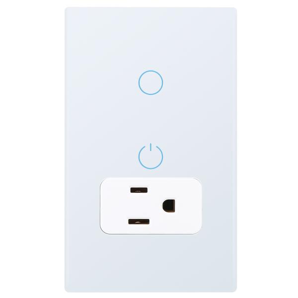 IOS / Android Compatibility Wifi Wall Socket 15A Smart Wall Outlets With 1 Gang Wifi Switch