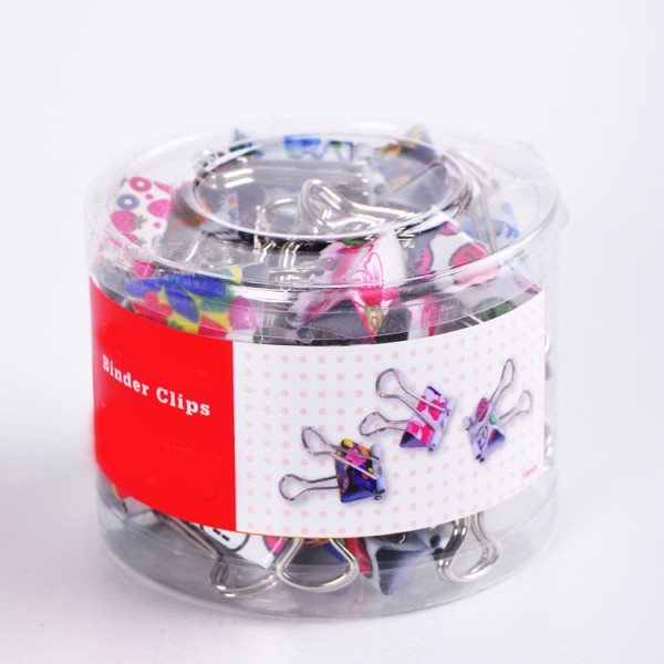 wholesale 48pcs PVC drum metal 19mm coloured OEM printed binder clip