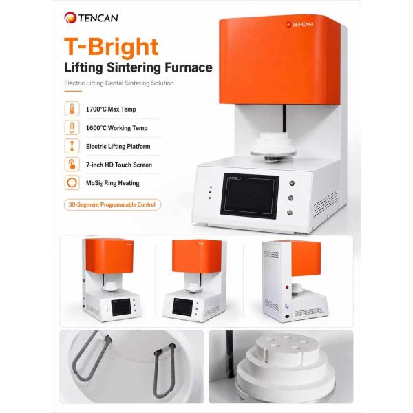 TENCAN TC-BDF-1L 1700C Dental Lab Zirconia Porcelain Sintering Furnace 1C Accuracy MoSi2 Heating Elements for Tooth