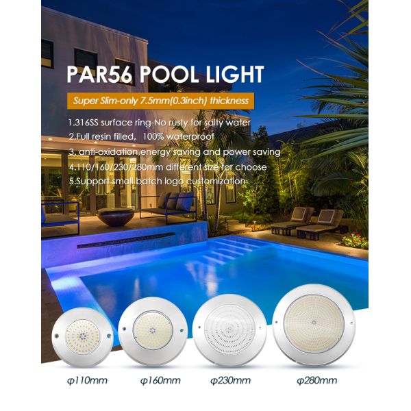 Underwater Submersible LED Pool Lights DC12V Constant Voltage 10W DIA160*7.5MM With APP Remote Control