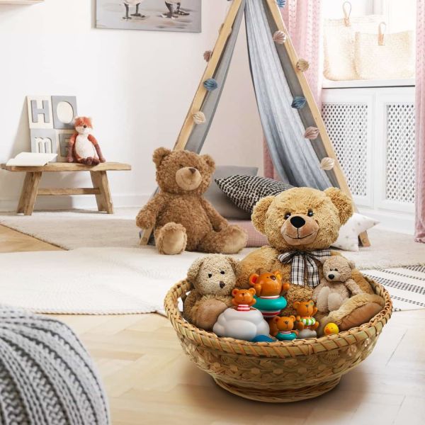 Natural Bamboo Bread Baskets, 3 Pack Hand Woven Round Fruit Baskets For Serving, Handmade Picnic Basket, Wicker Decoration Storage For Living Room Kitchen Restaurant