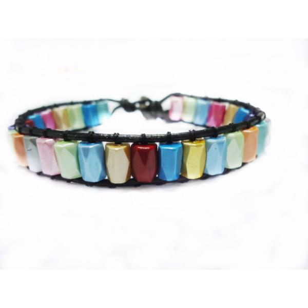 Charming Handmade Jewellery Multicolor Leather Wrap Bracelet  For Girls