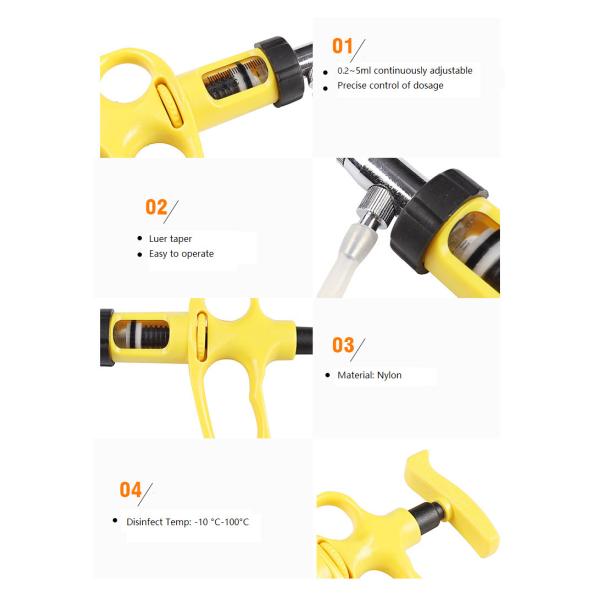 Vaccination Livestock Accessories Nylon Veterinary Automatic Syringe