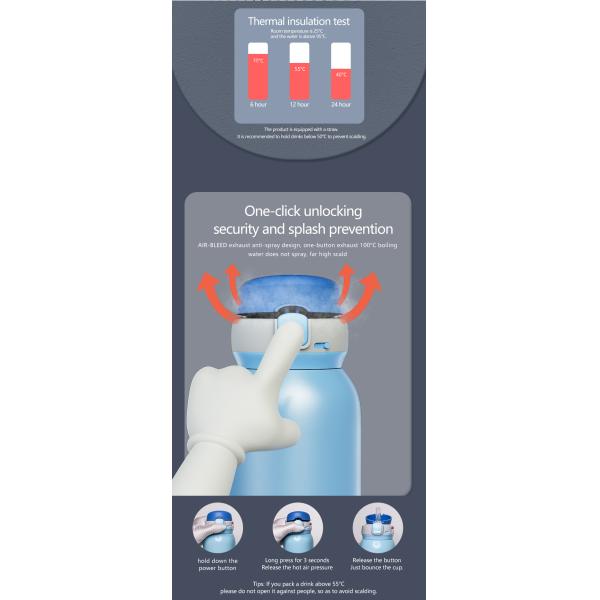 450ml Portable Thermos Flask 316 Stainless Steel Water Bottle Straight Cup