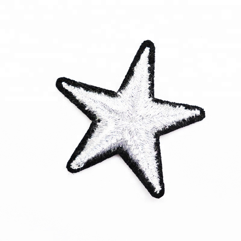 Wholesale Silver Metallic Embroidered Star Patches