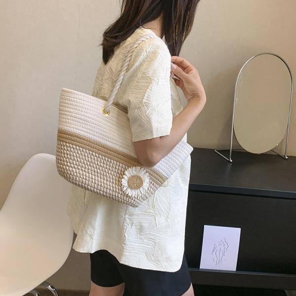 Crochet Raffia Knot Handbags Summer Beach Straw Knot Bag Fashion Summer High Quality Ladies Crochet Raffia Straw Beach Bag Tote Bag Striped Big Hand Bags