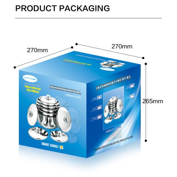 Cookware нержавеющей стали установил изделия кухни 10 частей варя набор бака