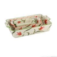 La porcelaine Bakeware en céramique de modèle de fleur place l'épaisseur de 1mm pour l'ODM de cuisine