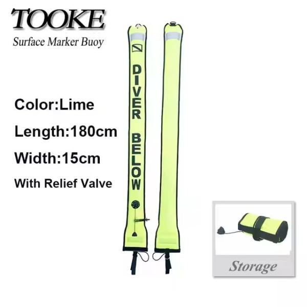 1.8M Nylon Adjustable Scuba Safety Sausage For Underwater Low Visibility Conditions