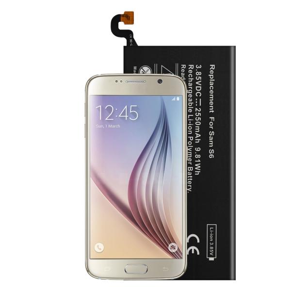 100% Pure Cobalt Samsung Phone Battery Replacement 2550mAh For Samsung Galaxy S6