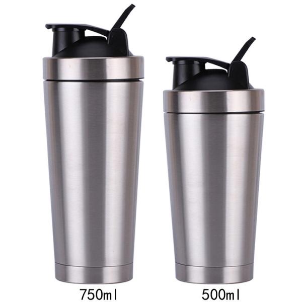 24oz 750ml Insulated Stainless Steel Shaker Bottle With Blenders Double Walled