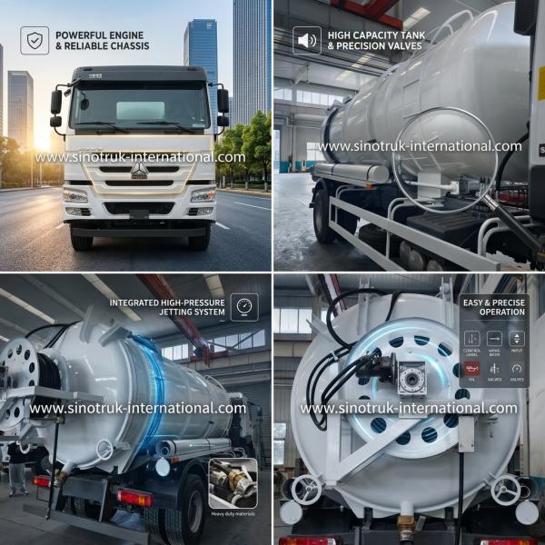 Vacuum Pump Sewage Suction Truck Septic Tank Cleaning 16CBM LHD 290HP