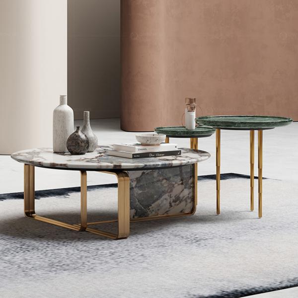 Home Furniture Living Room Coffee Table Save Space Nature Marble Stainless