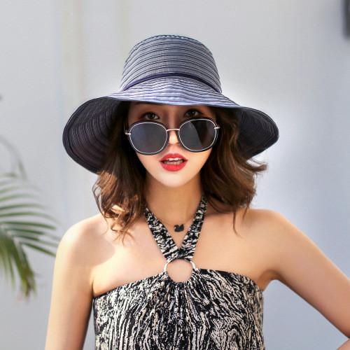 AK17592 fashion Wide brim sunny beach foldable summer straw hats for womens in stock , promotion cheap hats .