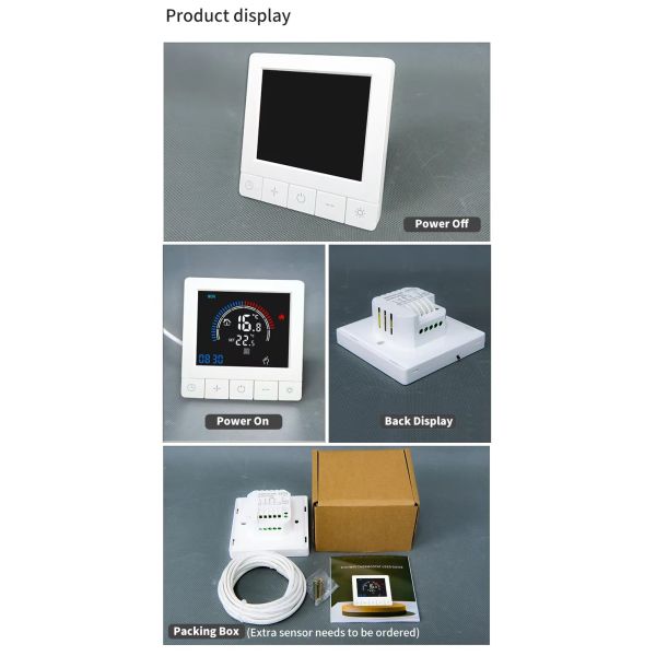 SIXWGH Tuya Smart Thermostat Wi-Fi App Control OLED Display Slider Design Voice Control 7-Day Schedule 16A Load Works Home