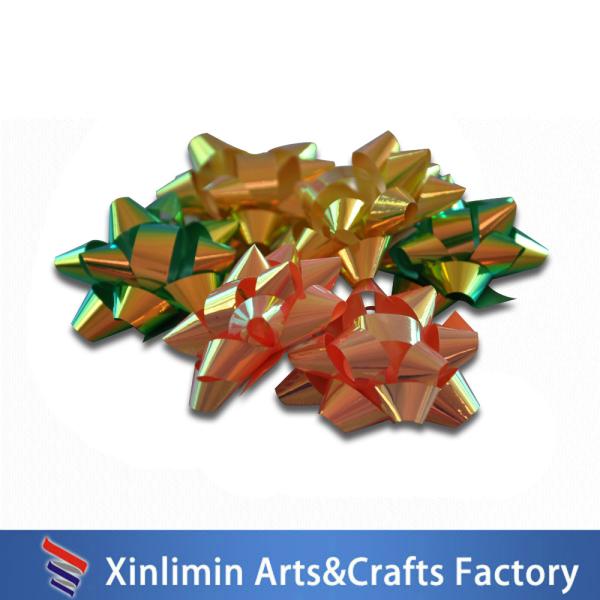 PP Ribbon Printed Christmas Star Bow Set for Gift Wrapping and Packaging Box Decoration
