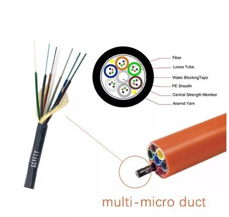 На открытом воздухе дунутый воздухом кабель волокна 12 до 144 волоконно-оптический кабель ХДПЭ Микродукт ядра