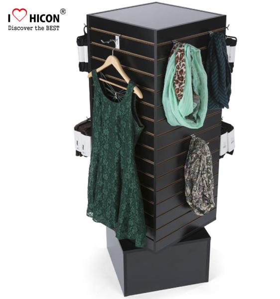 Commercial Retail Store Large Slatwall Wood Flooring Display Rack With Storage