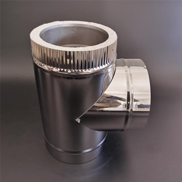 Twin Wall Stove Chimney Pipe 90 Degree Tee With Ceramic Fibers Insulation