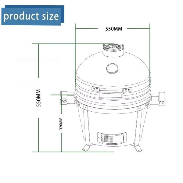 15-24 polegadas Fumador de Pellet Grelhador de Carvão Kebab Grill de Ovo Verde Grill de Grelhador Grill de Cerâmica Kamado