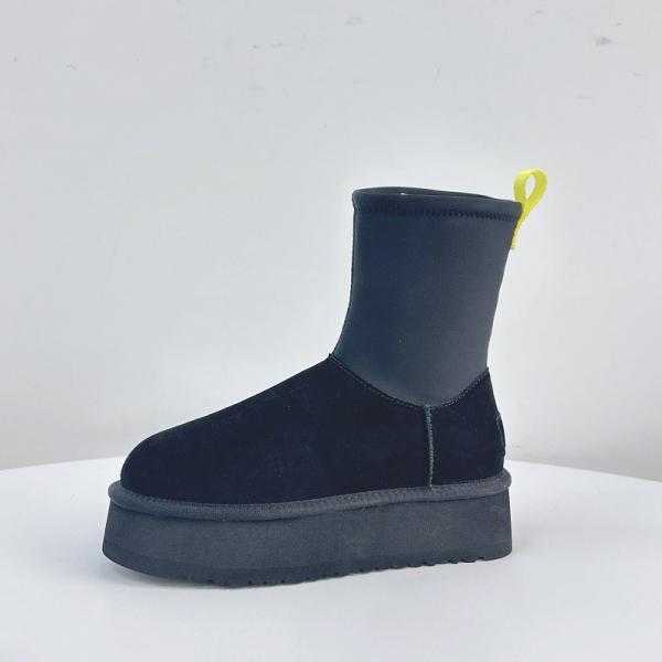 Slim Thick-Soled Pencil Boots Women'S New Winter Plus wool Thickened Snow Boots Women'S Outer Wear Cowhide Waterproof