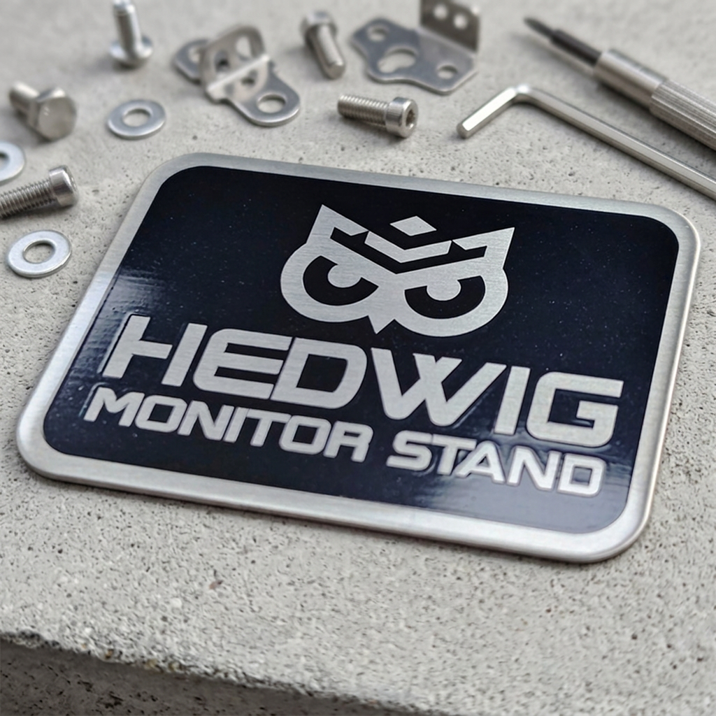 Factory-customized Stainless Steel Nameplate With Flat Printing Logo And Black Background