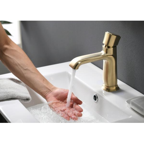 Golden Brass Hotel SUS Brushed Brass Bathroom Faucet