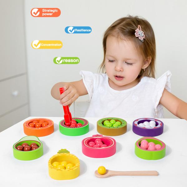 Wholesale Fruit Color Matching Bead Game Wooden Kitchen Toy Pretend Play Toy Early Educational Toys