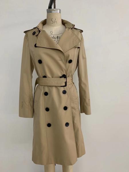 100% Cotton Ladies Long Trench Coat Waist belt Style Type NA Certification