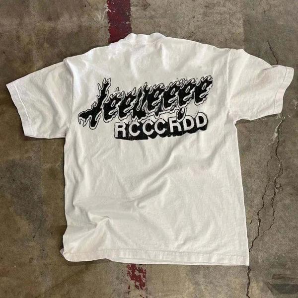 Custom Logo Printing T-shirts 220gsm Cotton T Shirts Heavyweight Oversized Screen Printed Crew Neck Tshirts Men