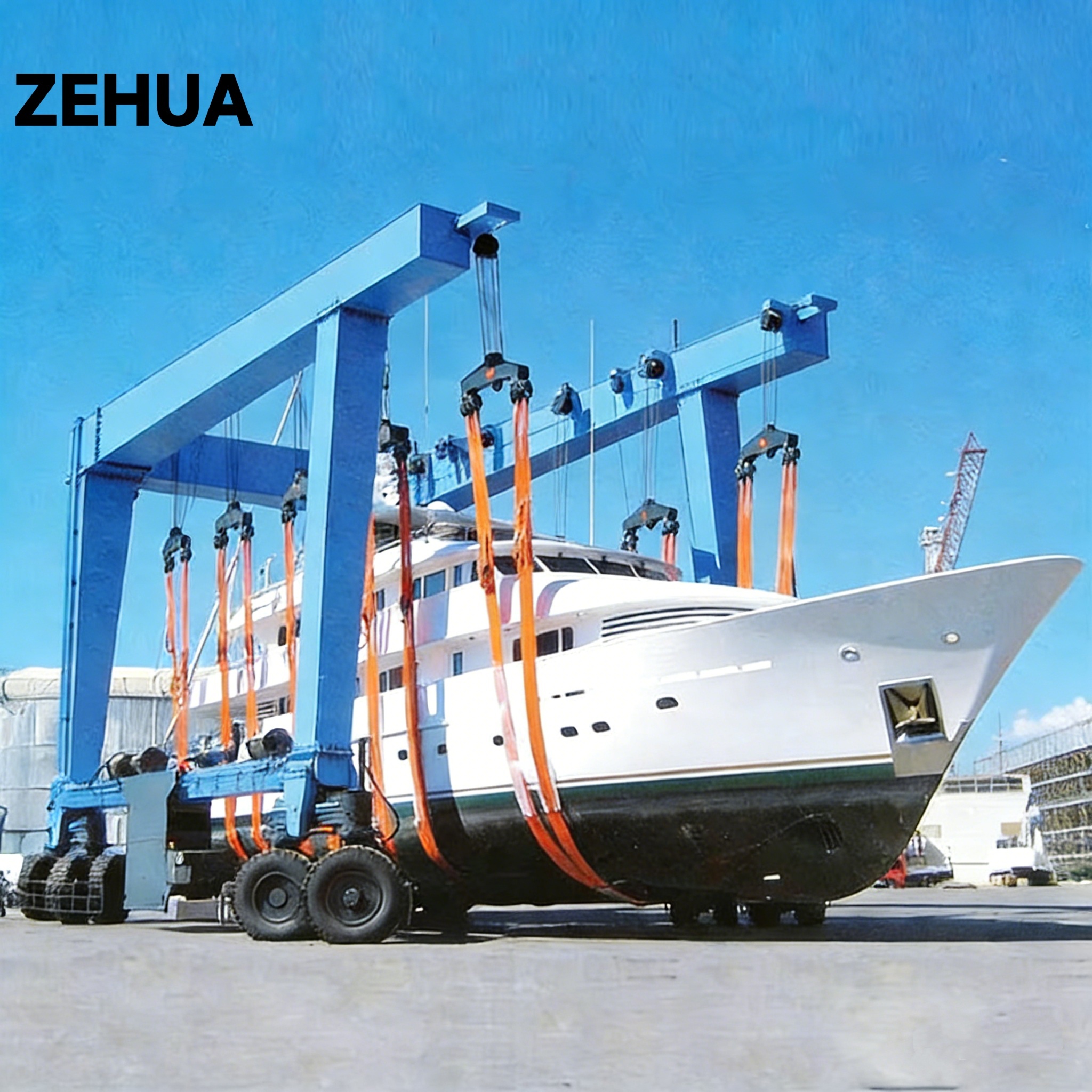 Zehua Crane Shipyard Build 1000t Marine Yacht Crane Boat Lifting Crane 200ton 300ton 400ton Heavy Duty Remote Control