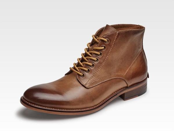 O vestido do couro dos homens do inverno do outono carreg o algodão superior alto das botas de couro - acolchoado com luxuoso