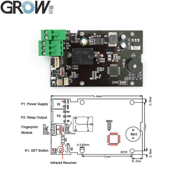 Grow Kl216+R502-a Panel redondo de control de acceso de huellas dactilares LED