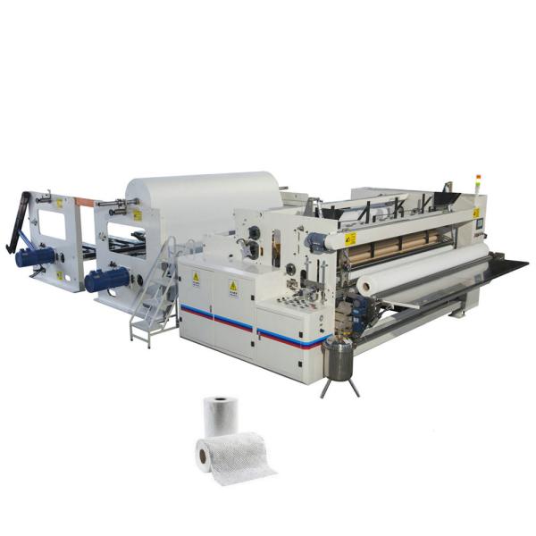 Toilet Paper Roll Rewinding Machine , PLC Small Scale Paper Making Machine Maxi Rolls