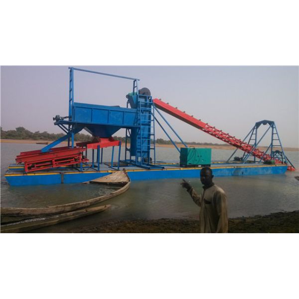 Diesel Bucket Chain Dredger 6-14m Dredging Depth for Gold / Diamond Mining