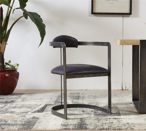 Single Genuine Leather Dining Room Chairs Metal Frame Home / Hotel Furniture