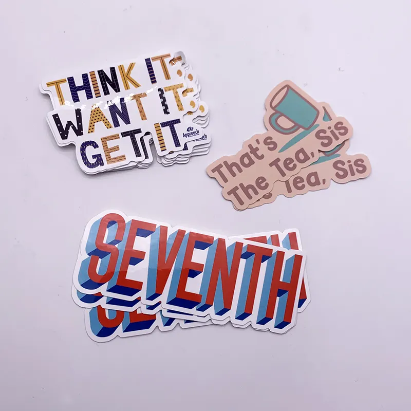 Waterproof PVC Vinyl Stickers Customised Cartoon Inspirational Quote Logo Die Cut Sticker