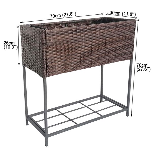Metal Plant Pot Flower Bucket Square Rectangle Flower Pot  Garden Rattan Planter Stand