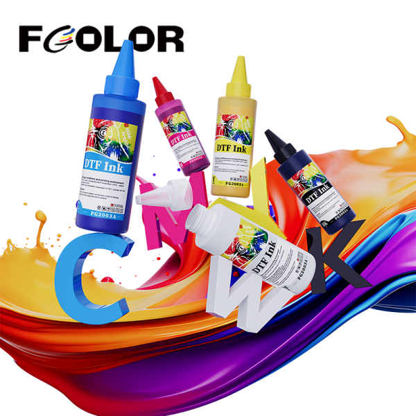 Fcolor Manufacturer 100ml Not Crack White DTF Textile Pigment Ink for Epson I3200 DX7 XP600 Dtf Printer