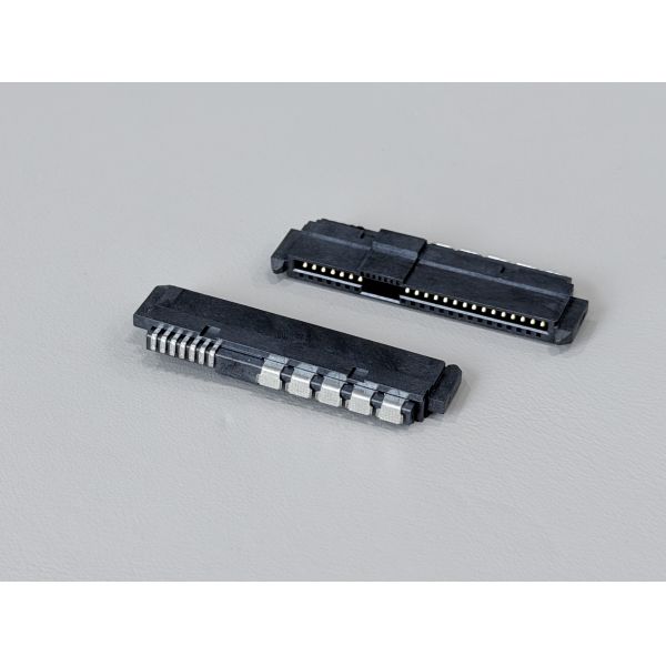 SAS 29P Right-Angle Solder wire Female Cable Connector with Positioning Peg, 15U Gold-Plated Electronic Electrical terminals Signal Connector for Server & Power Transmission