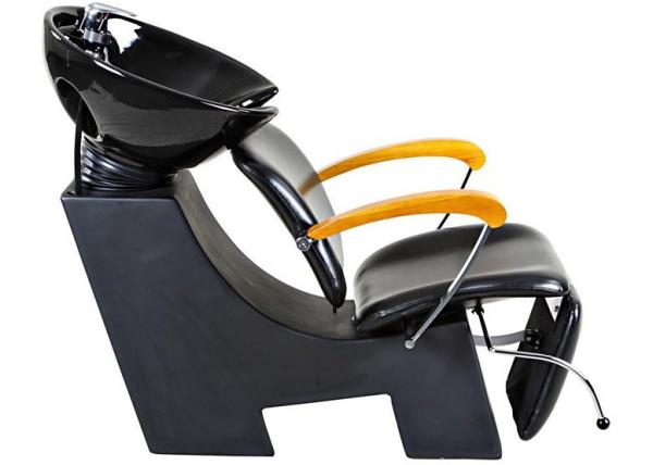 Tilted Footrest Salon Shampoo Chairs And Bowl With Wooden Armrest , High End Salon Furniture
