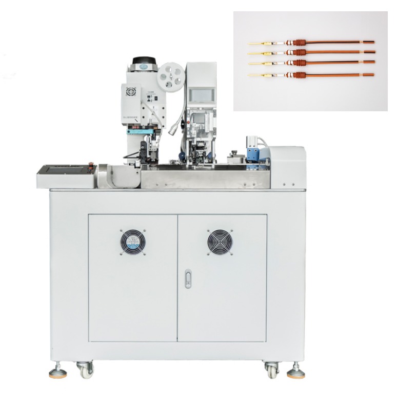 Automatic Wire Crimping Machine with Tube Insertion -One Side Crimp+Other Side Strip Heat Shrink/Fiberglass Tube