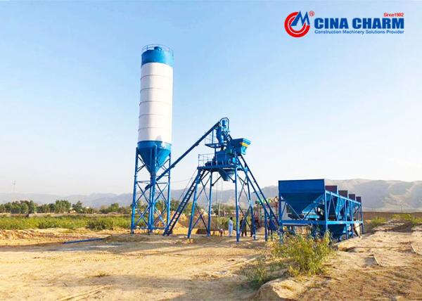 PLC Control 35m3/Hour concrete batch mix plant High Efficiency