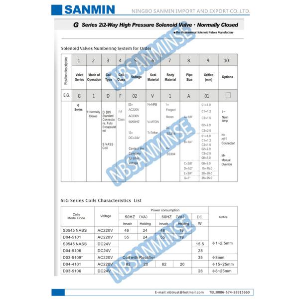Низкая мощность 1 клапан соленоида 24вдк воды 2 дюймов 220ВАК 230ВАК Эко дружелюбное
