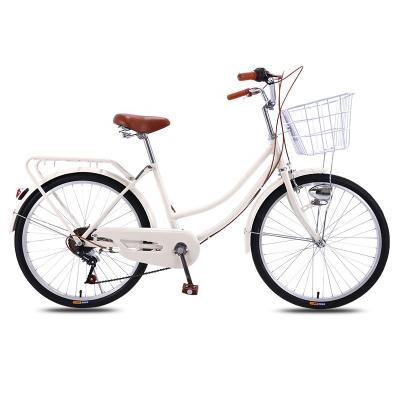 Retro 24 26 Inch Women Bicycle Utility City Bike Carbon Steel Material